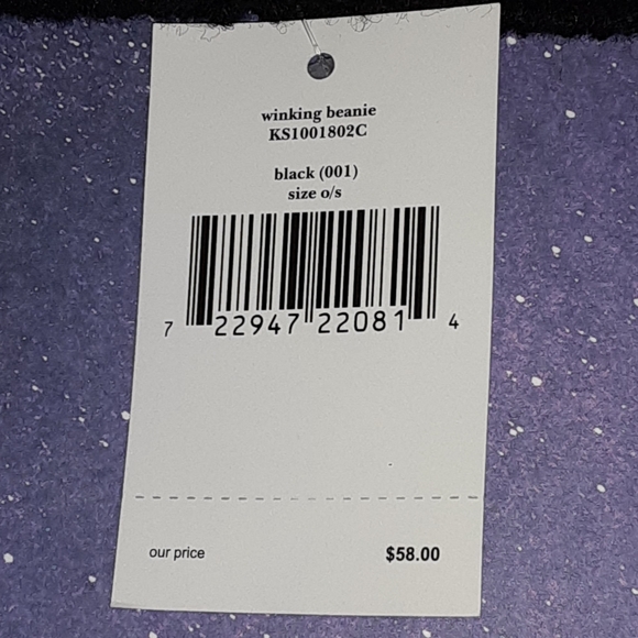 KATE SPADE BLACK WINKING BEANIE CAP - Picture 3 of 5